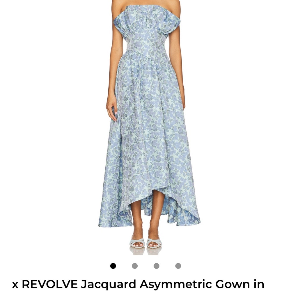 ELLIAT X REVOLVE Strapless Jacquard Asymmetric Gown in Light Blue Floral
